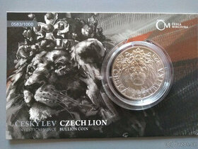 Prodám: Stříbrná 1 Oz mince Český lev 2022 číslovaný 583