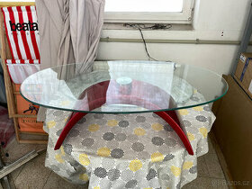 Konferenční stolek skleněný červená design 3ks