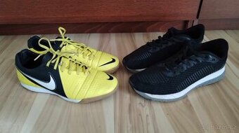 Žluté boty sálovky Nike a černé tenisky 40/41