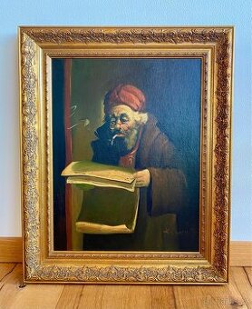 Starý krásný obraz, olejomalba na plátně