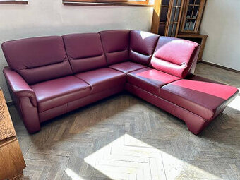 949 Kožená rohová sedací souprava sedačka vínová