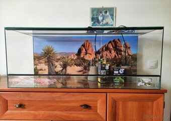LTerarium 100x40x40 nové, sila skla 5mm,polyuretanové pozadí