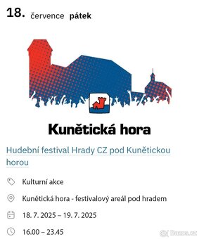 HRADY.CZ - Kunětická Hora - prodám 2 lístky.