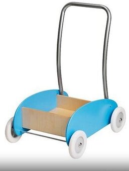 Dětský dřevěný domácí vozík / chodítko s madlem Mula, IKEA