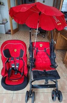 skládací kočárek golfový a sedačka do auta Ferrari