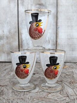 Kohout na skle, likérové skleničky minulosti.