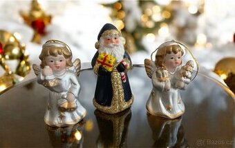 Porcelánový zvoneček, andělíček, santa, Mikuláš