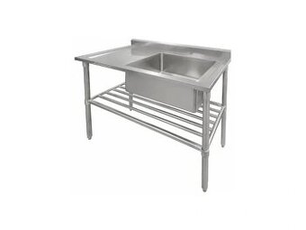 Nerezový dřez 120 cm s odkládacím prostorem