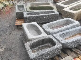 Stará kamenná koryta, žulová koryta, koryto, žlab, 6 ks