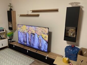 Obývací stěna Baros - dub + černý mat