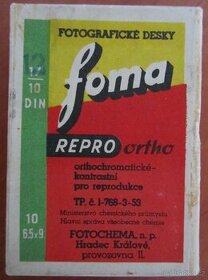 Filmy-ČB skleněné desky Foma z roku 1963-nepoužité-rarita