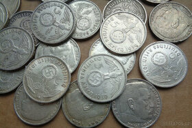 Stříbrné 5 marky se svastikou 1936-39