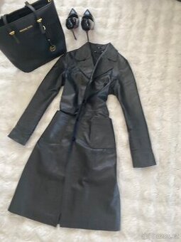 Kozeny kabat cerny dlouhý damsky italy 38