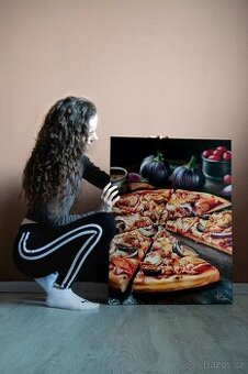 Realistická malba akrylem na plátně PIZZA