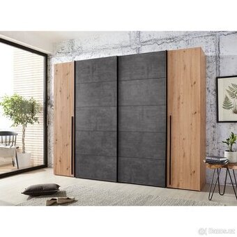 Nova Šatní skříň ARAGON - dub artisan, beton 270x210x61
