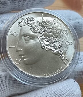 Stříbrná pamětní mince Československa 50kčs 1968 50.let ČSR