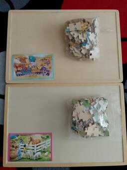 Velké Puzzle - koně, bagry