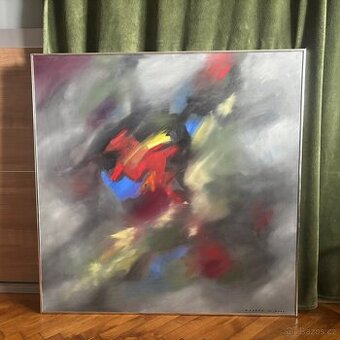 Moderní abstraktní obraz – olej na plátně, V. Dvořák