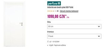 Interiérové dveře bílé 80 PRAVÉ