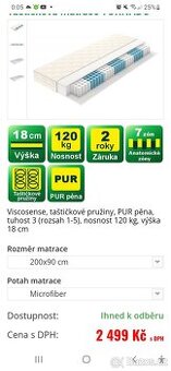 Nová taštičková matrace