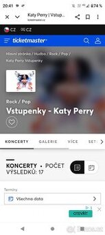 1 lístek na koncert Katy Perry 30/10 v O2