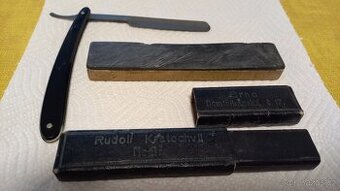 Starožitná břitva včetně pouzdra a brousku