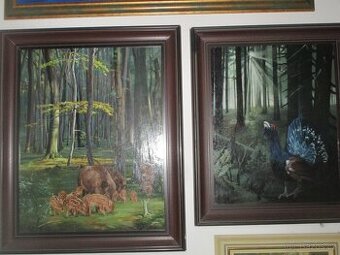 divoká prasata-tetřev-olejomalba