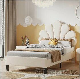 Čalouněná postel 90x200cm Sametová s čelem ve tvaru květu