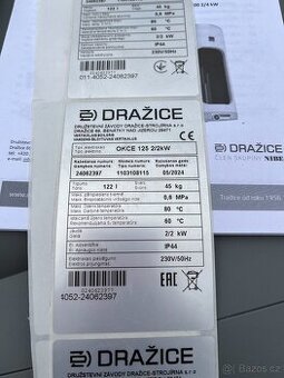 Nový elektrický svislý ohřívač vody OKCE 125 2/2kW Dražice