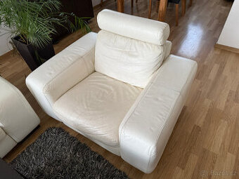 Natuzzi kožené křeslo a taburet