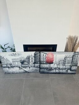 2x ručně malovaná olejomalba