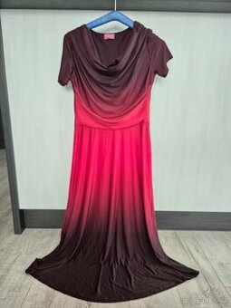 Bordó krásné společenské šaty voda výstřih 38/40