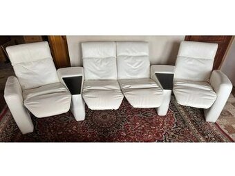 Kožená relaxační sedací souprava 2+1+1, 3193