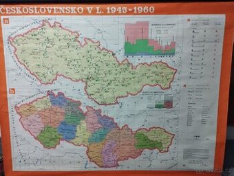Školní mapa Československo v letech 1945-1960, vydání 1983