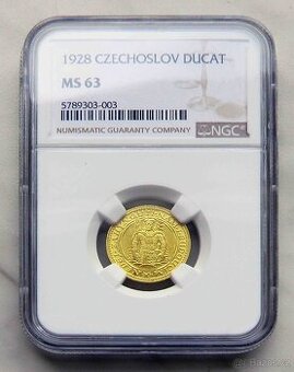 Svatováclavský dukát 1928, certifikace NGC MS 63