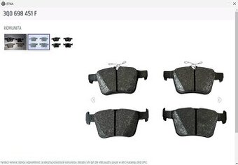 Sada zad. brzdových destiček - originální číslo 3Q0698451F