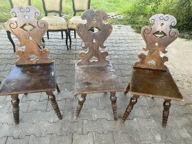 Židle, selské baroko 3 ks