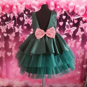 Šaty dětské slavnostní se zlatou mašlí