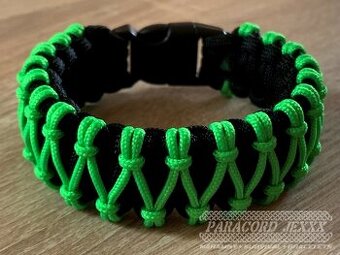 Paracord náramek (19,5 cm) black - neon