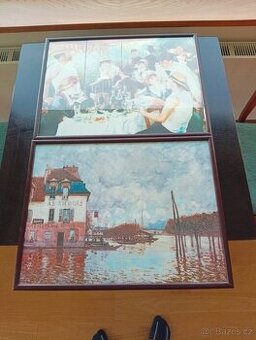 obrazy v rámu za sklem