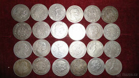 24 kusů stříbrných 5 korun Rakousko - Uhersko. 1.250Kč kus.