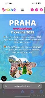 2 lístky na fesťáček Letňany 7.6.2025