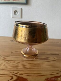 Hnědo zlatá zdobená váza Bohemia glass