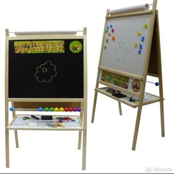 DĚTSKÁ MAGNETICKÁ TABULE 4V1 PŘÍRODNÍ - VÝŠKA 116 CM