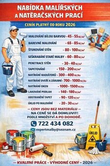 Malířské, natěračské a lakýrnické práce