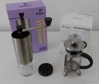Mlýnek na kávu + french press Tchibo