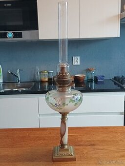 STAROŽITNÁ RUČNĚ MALOVANÁ PETROLEJKA SECESE/ART DECO FRANCE