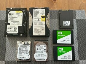 Prodám 4x HDD, 3x SSD (7 disků celkem)