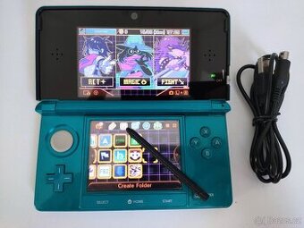 PRODÁNO- Nintendo 3DS Aqua Blue + homebrew hack a 64GB karta