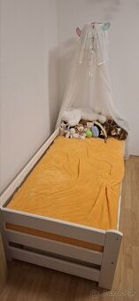 Detska postel, bila, masiv, 180x80cm